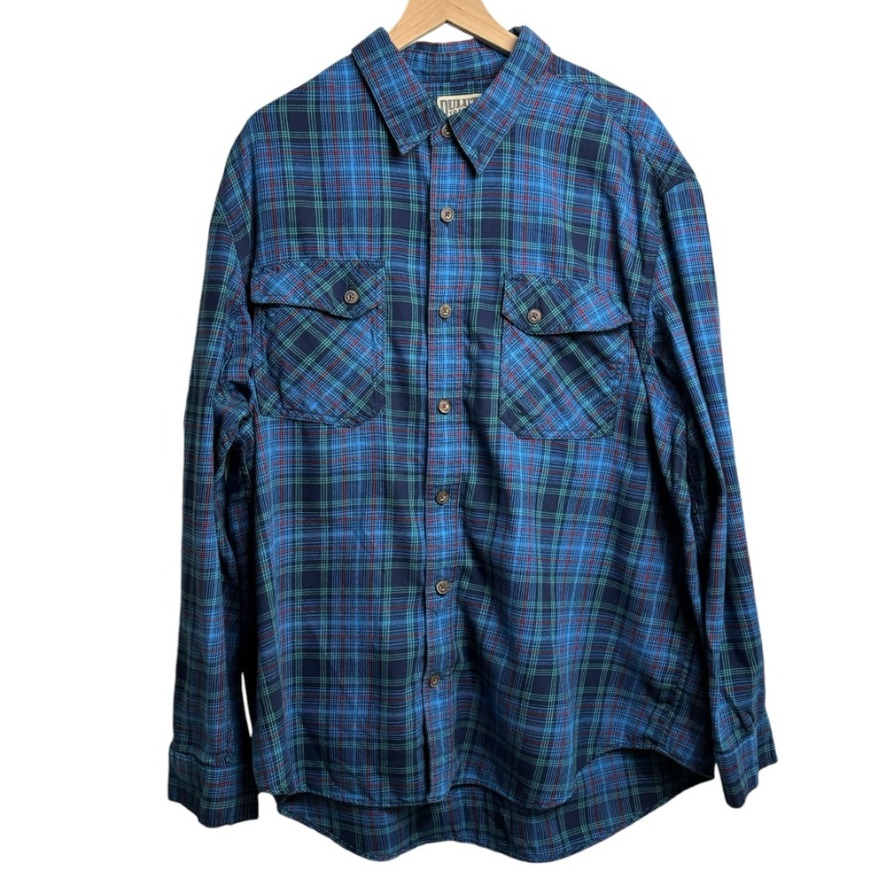 Duluth Trading Co blue green red plaid flannel shirt size‎ 2XL button down